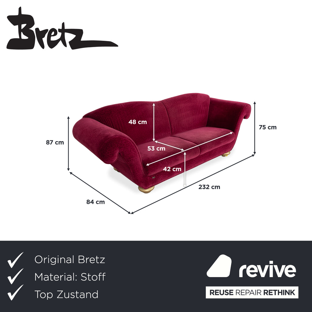 Bretz LouLou Stoff Dreisitzer Rot Rubin Sofa Couch