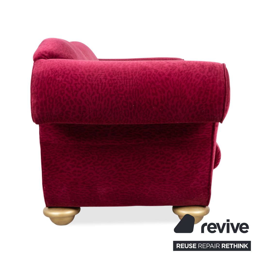 Bretz LouLou Stoff Dreisitzer Rot Rubin Leo Gold Animalprint Sofa Couch