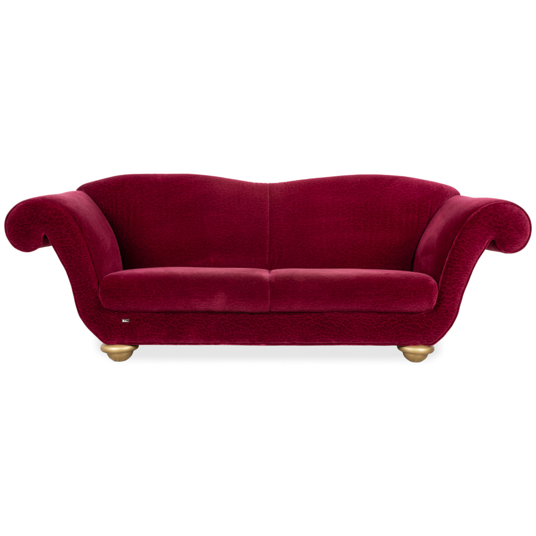 Bretz LouLou Stoff Dreisitzer Rot Rubin Leo Gold Animalprint Sofa Couch