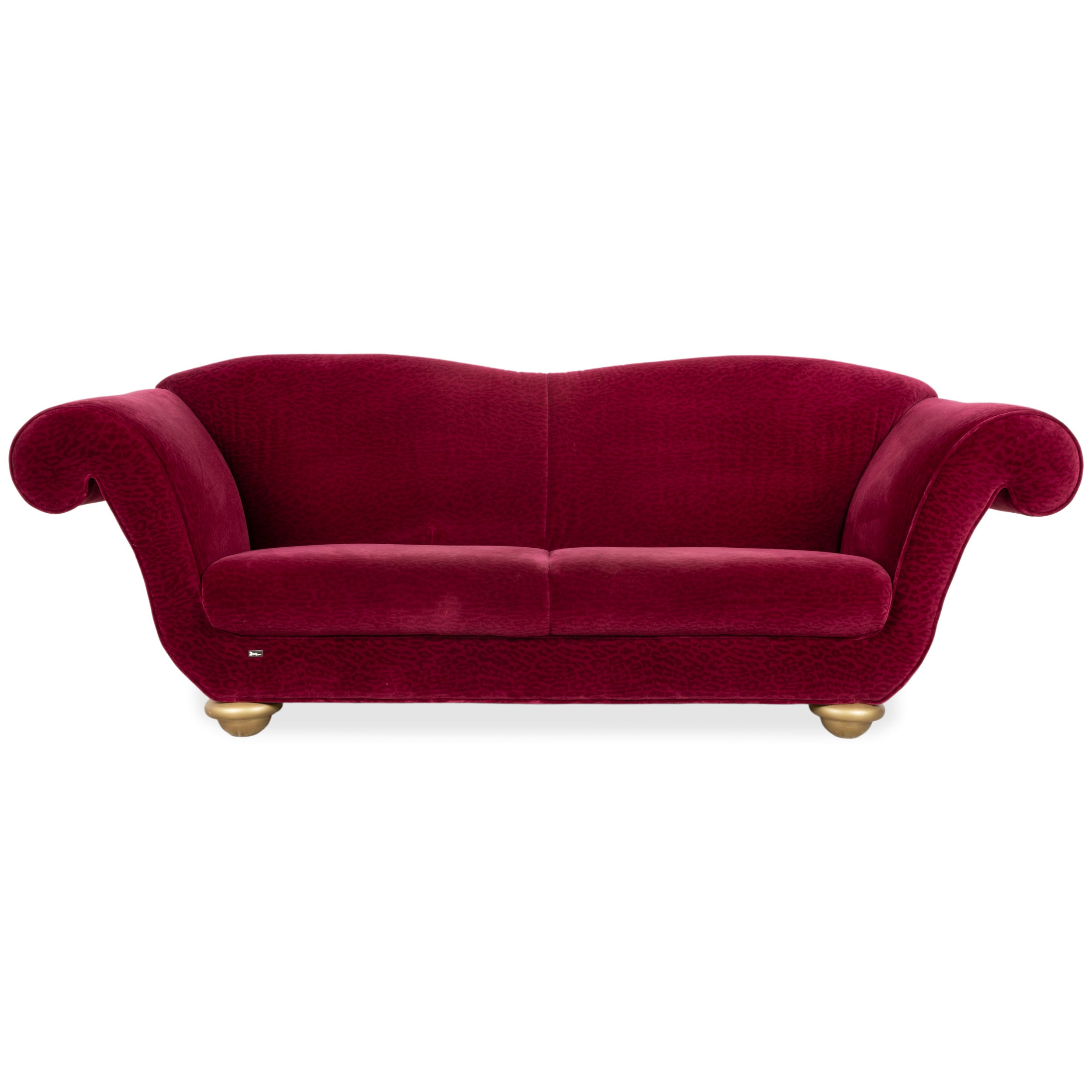 Bretz LouLou Stoff Dreisitzer Rot Rubin Leo Gold Animalprint Sofa Couch
