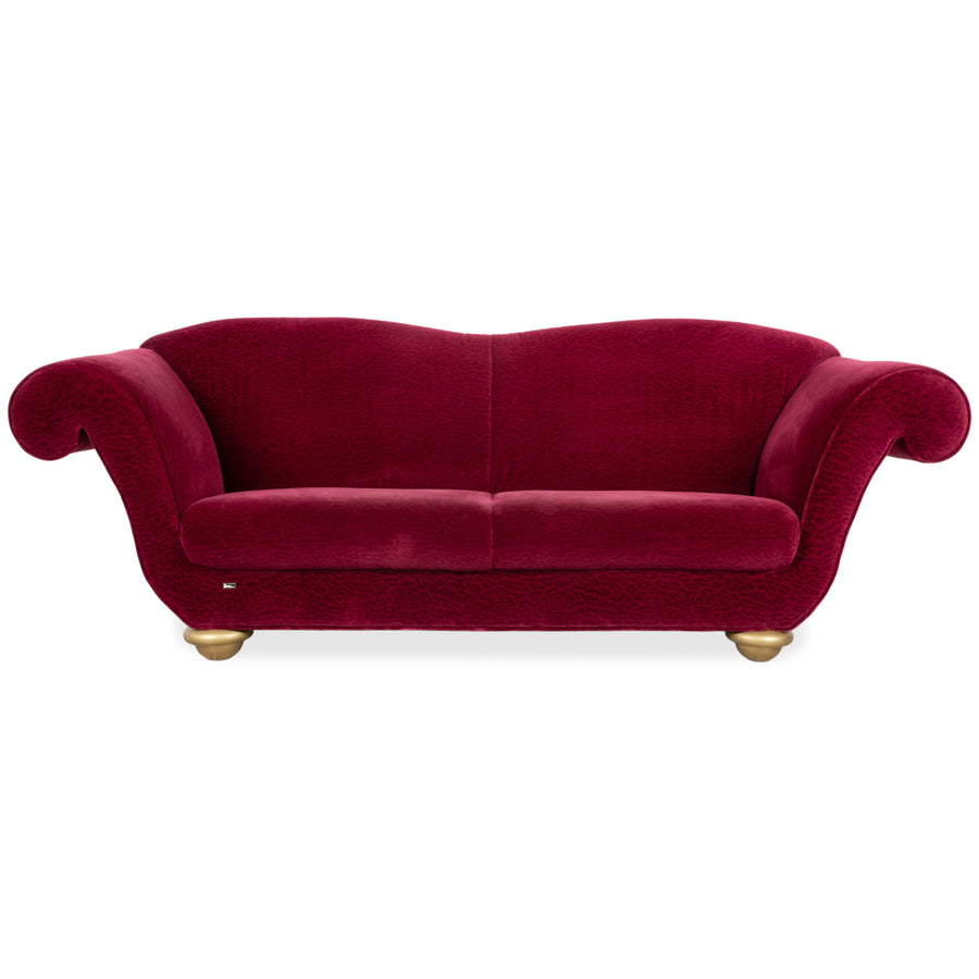 Bretz LouLou Stoff Dreisitzer Rot Rubin Leo Gold Animalprint Sofa Couch