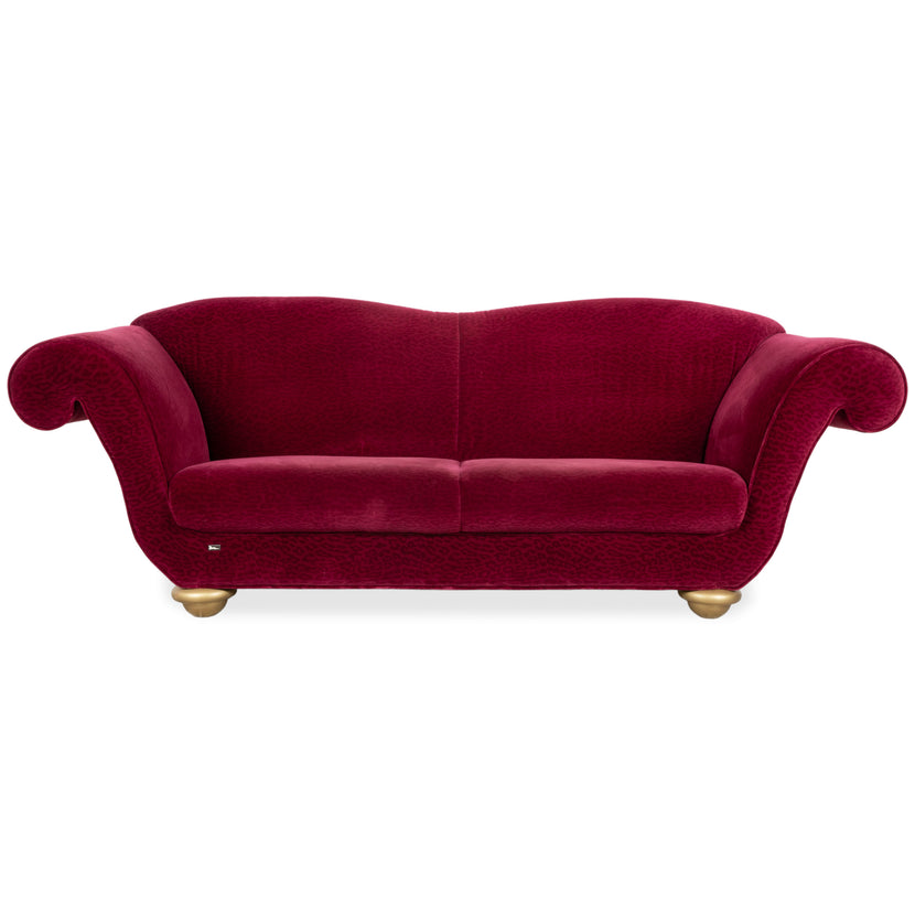 Bretz LouLou Stoff Dreisitzer Rot Rubin Leo Gold Animalprint Sofa Couch