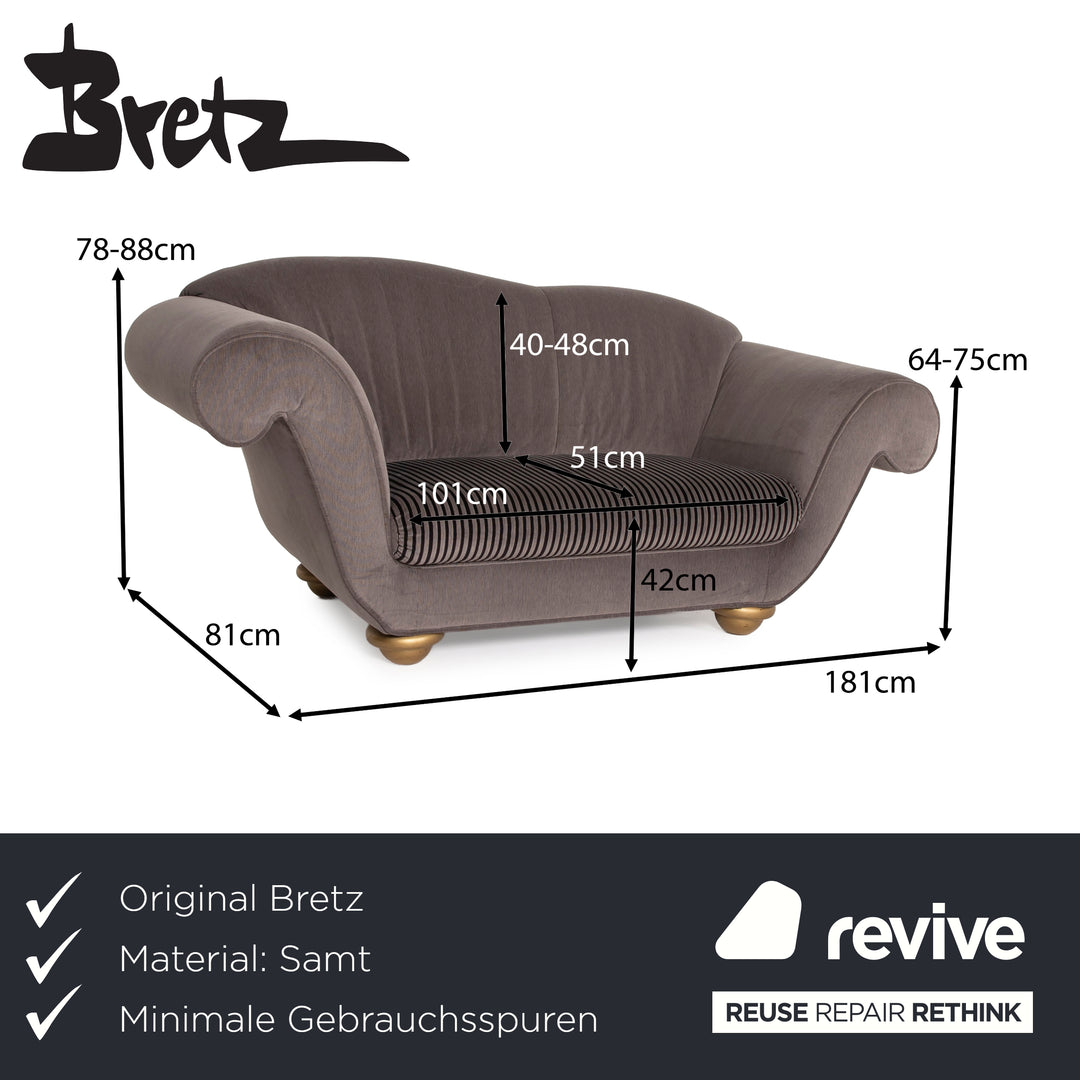 Bretz LouLou Fabric Sofa Grey Two-Seater Velvet