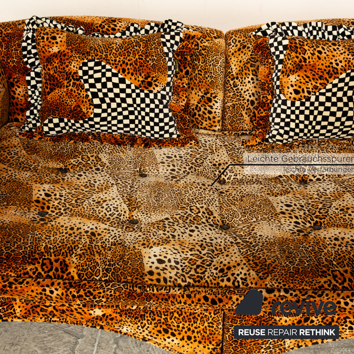 Bretz Mammut Fabric Four Seater Brown Pattern Leopard Print Sofa Couch