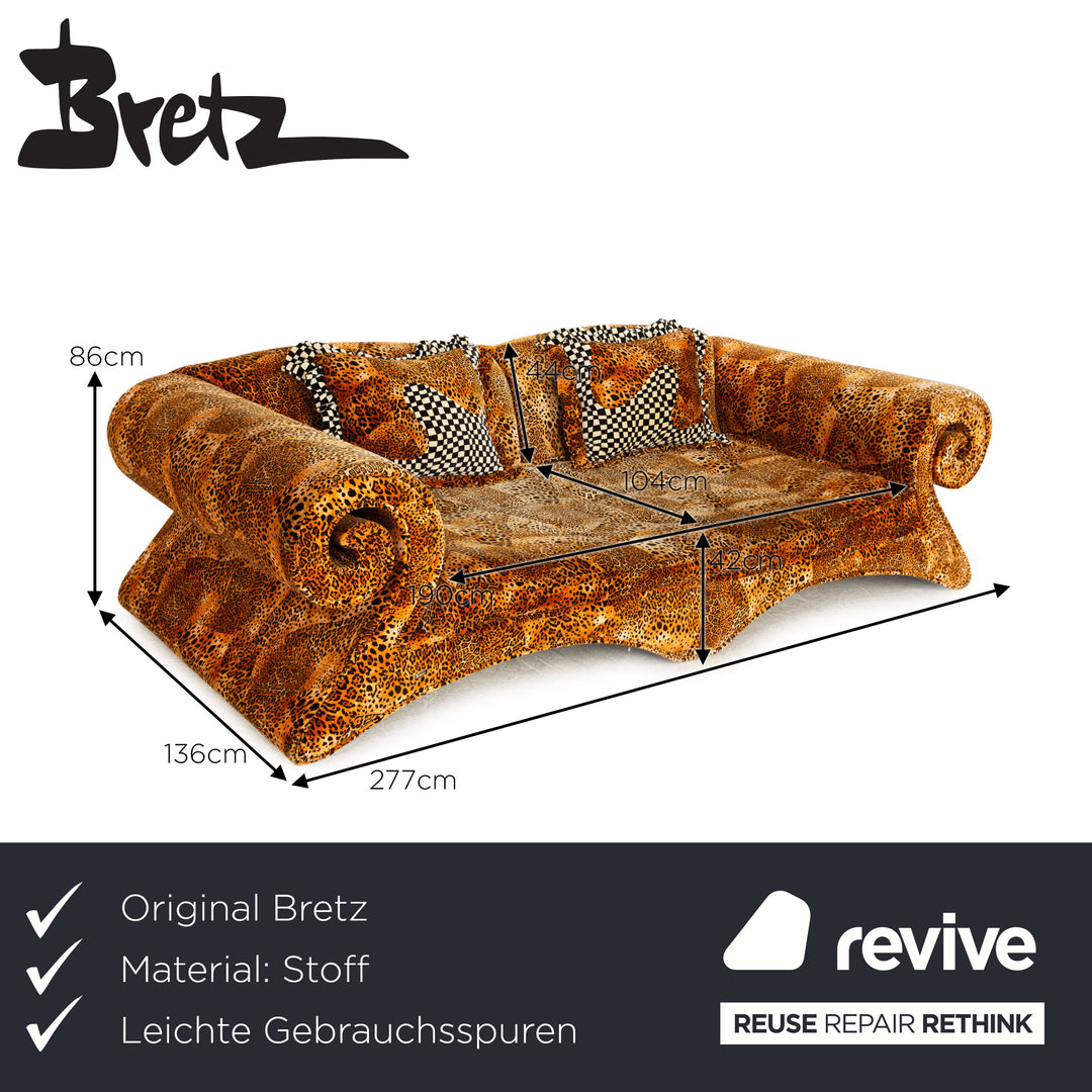 Bretz Mammut Fabric Four Seater Brown Pattern Leopard Print Sofa Couch