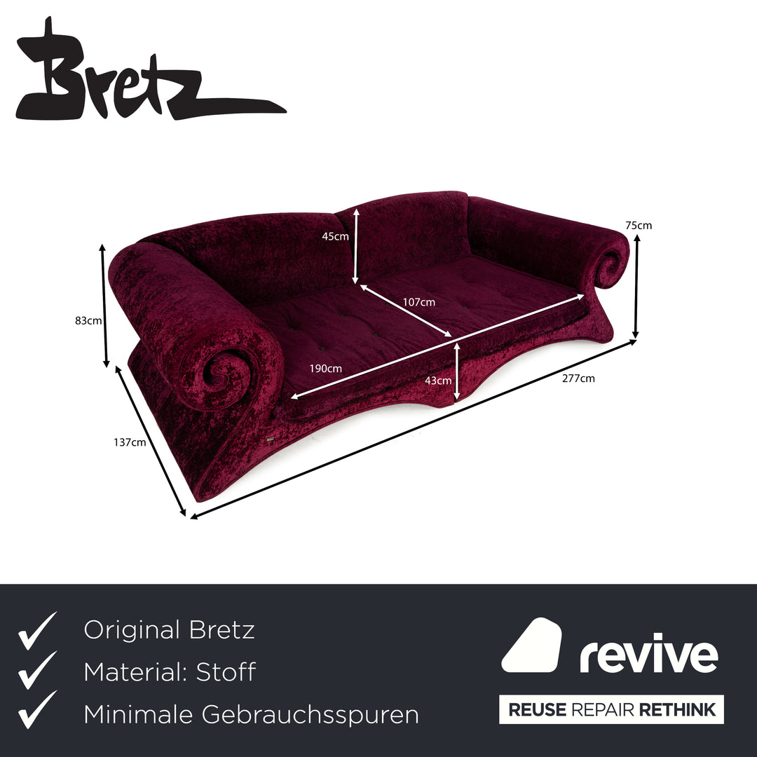 Canapé quatre places en tissu Bretz Mammut rouge vin