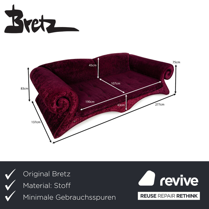 Canapé quatre places en tissu Bretz Mammut rouge vin