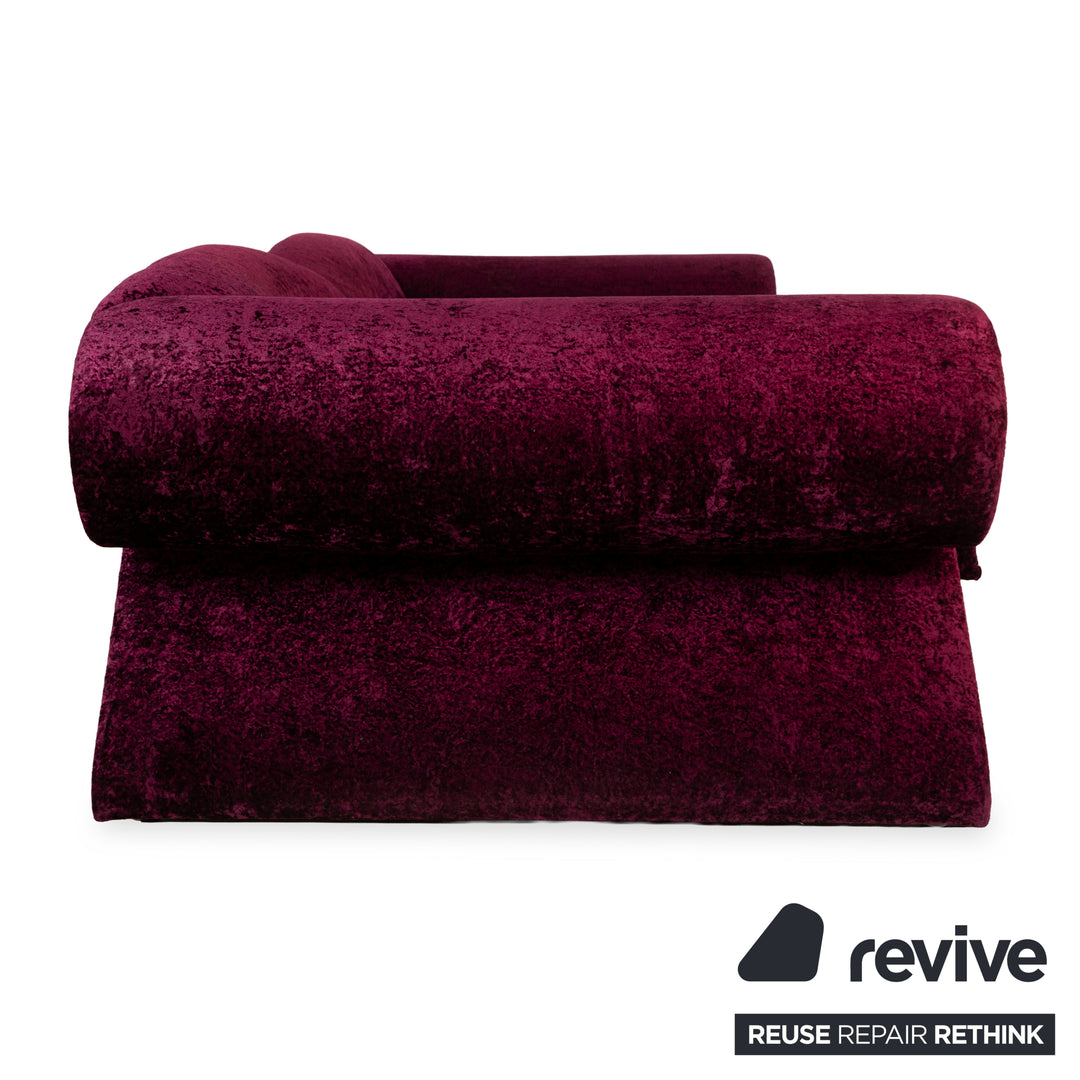 Canapé quatre places en tissu Bretz Mammut rouge vin
