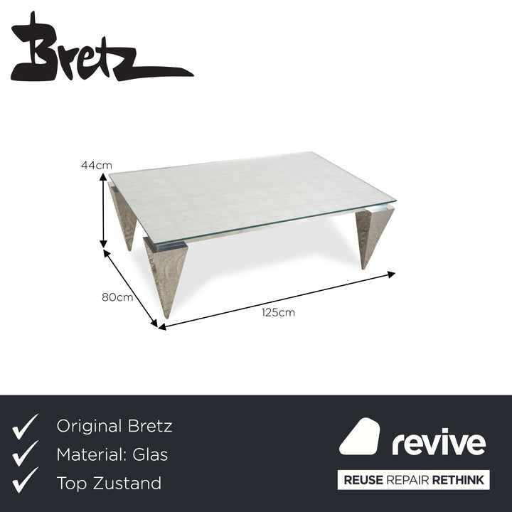 Bretz Marilyn table basse en verre argent 125 x 80 x 44 cm