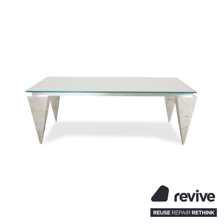 Bretz Marilyn glass coffee table silver 125 x 80 x 44 cm