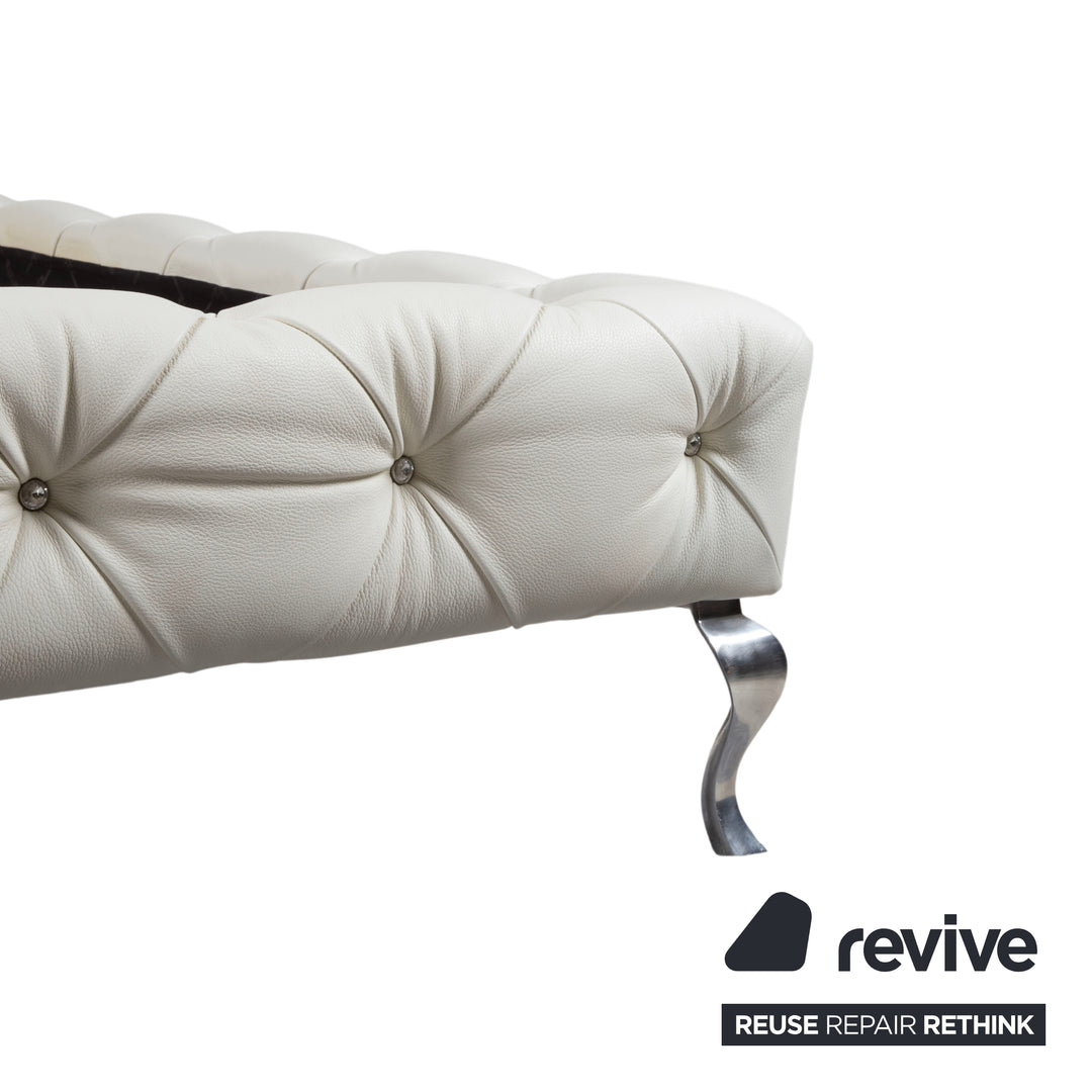 Bretz Marilyn Leder Bett Weiß Creme