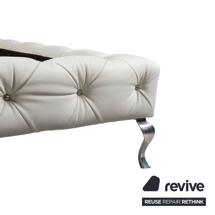 Bretz Marilyn Leder Bett Weiß Creme