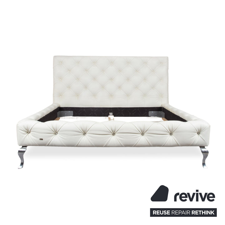 Bretz Marilyn Leder Bett Weiß Creme