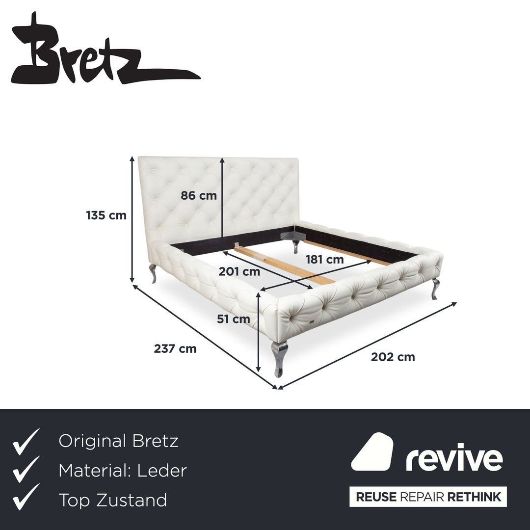 Bretz Marilyn Leder Bett Weiß Creme