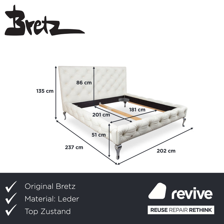 Bretz Marilyn Leder Bett Weiß Creme