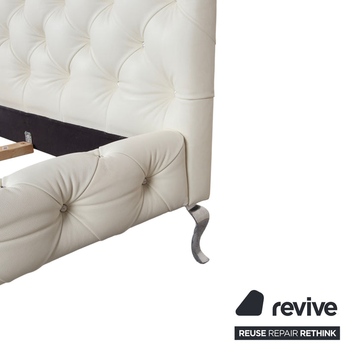 Bretz Marilyn Leder Bett Weiß Creme