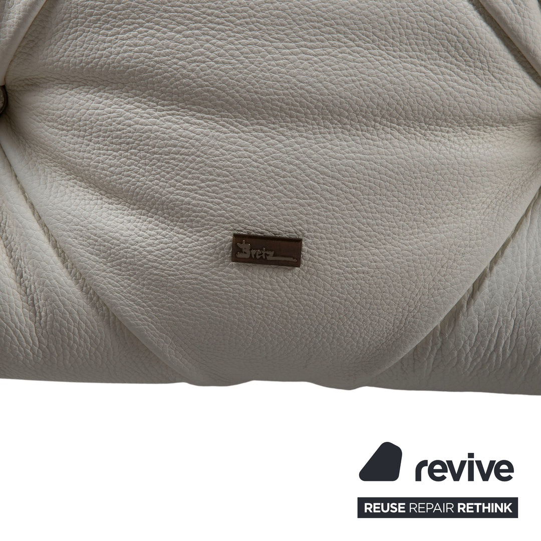 Bretz Marilyn Leder Bett Weiß Creme