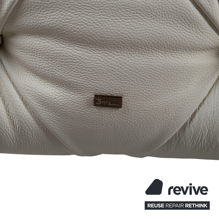 Bretz Marilyn Leder Bett Weiß Creme