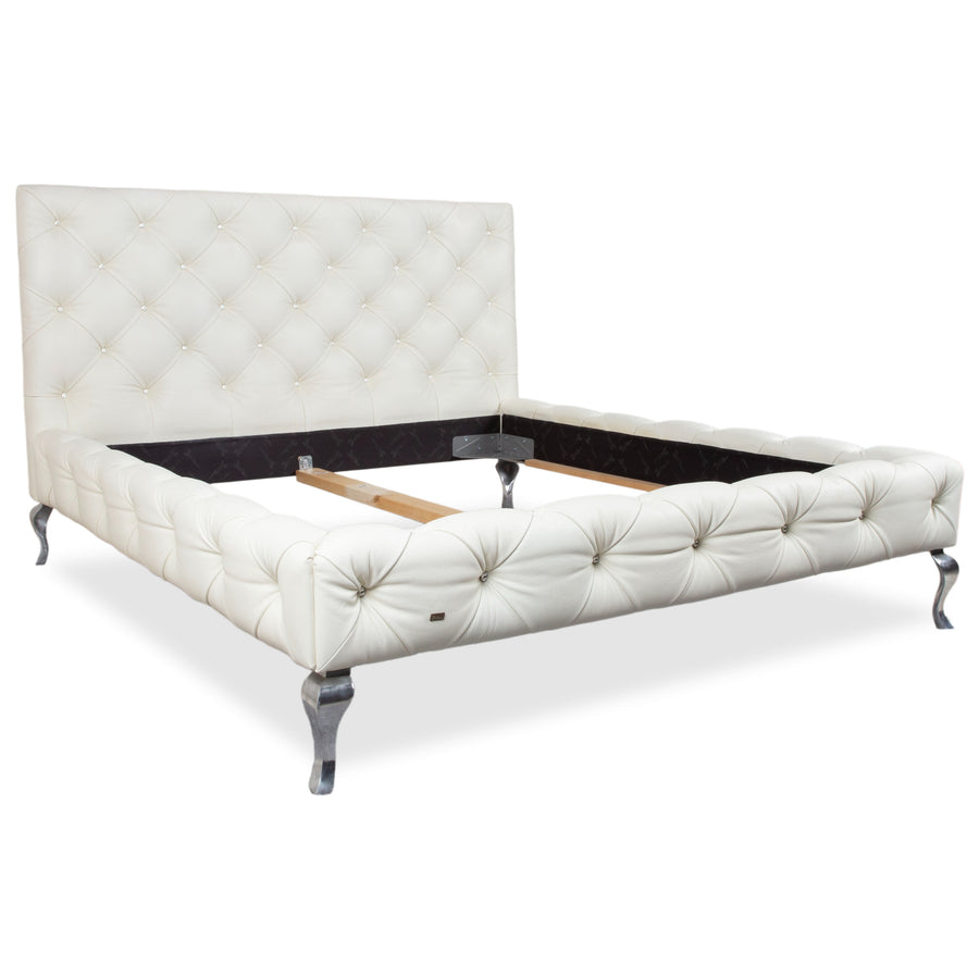 Bretz Marilyn Leder Bett Weiß Creme
