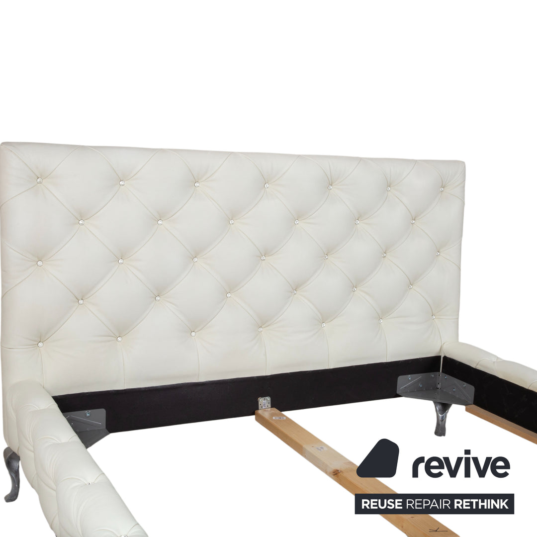 Bretz Marilyn Leder Bett Weiß Creme