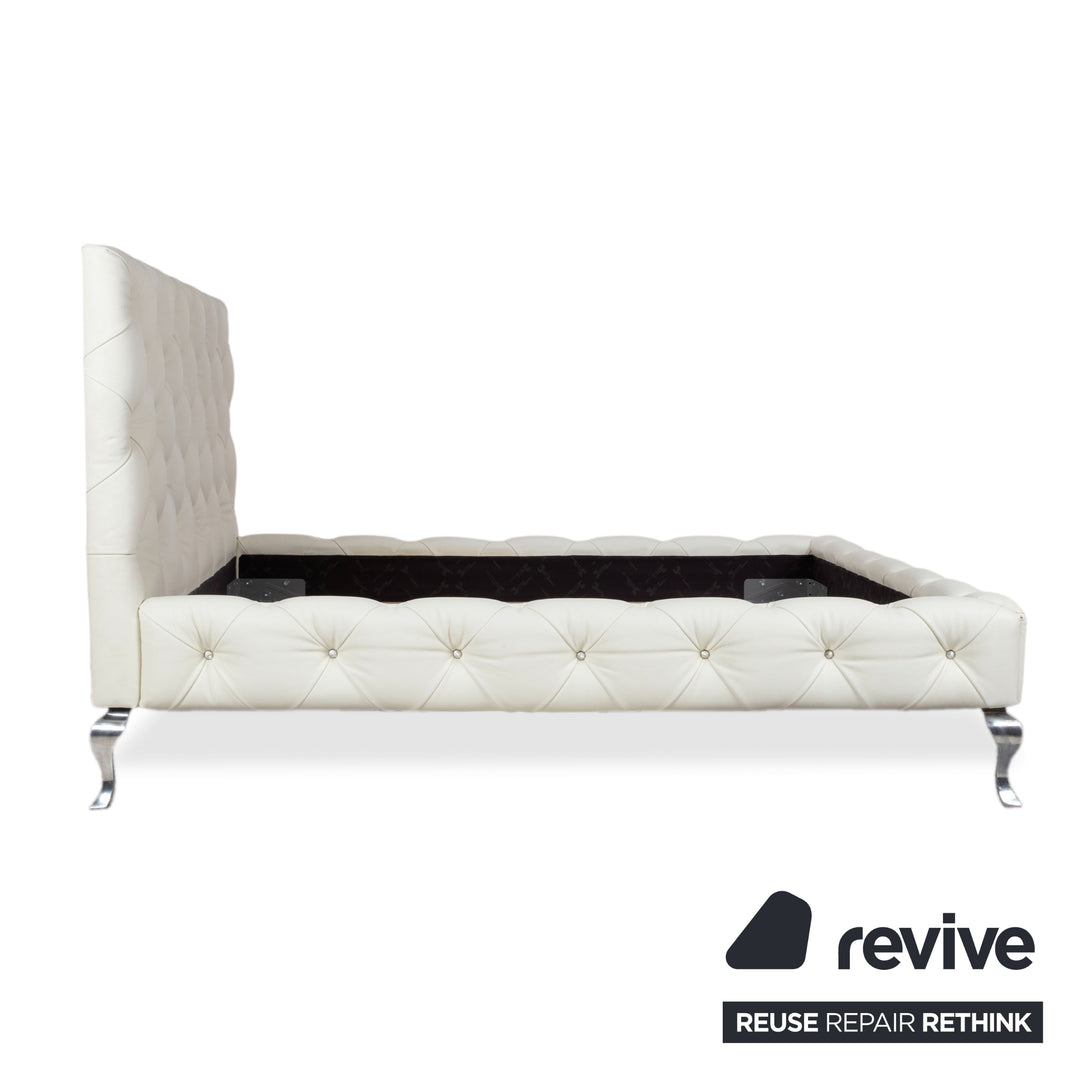 Bretz Marilyn Leder Bett Weiß Creme