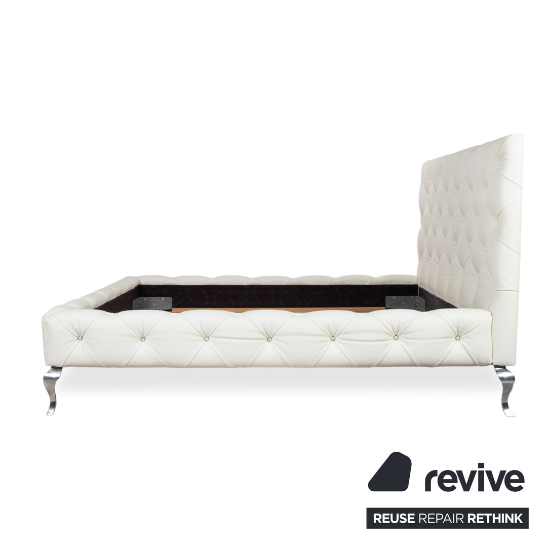Bretz Marilyn Leder Bett Weiß Creme