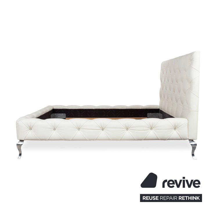 Bretz Marilyn Leder Bett Weiß Creme