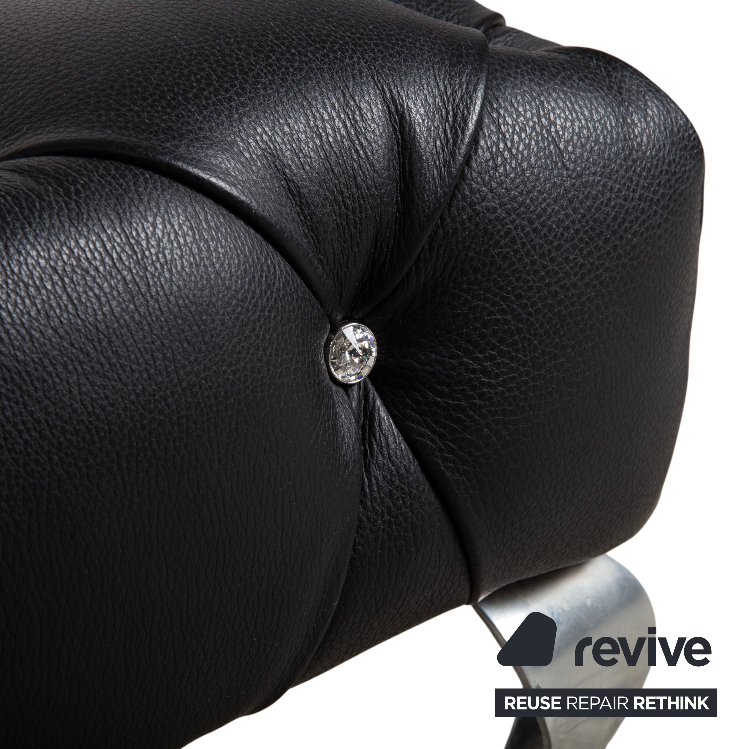 Bretz Marilyn Leder Hocker Schwarz