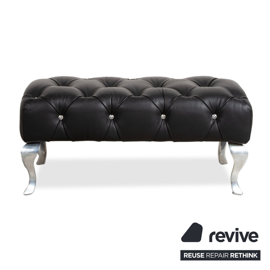 Bretz Marilyn Leder Hocker Schwarz