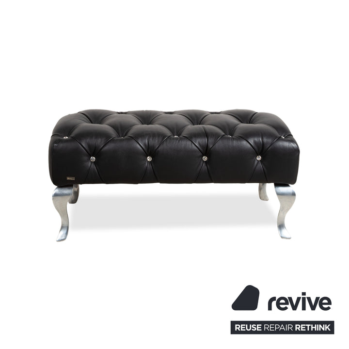 Tabouret en cuir noir Bretz Marilyn