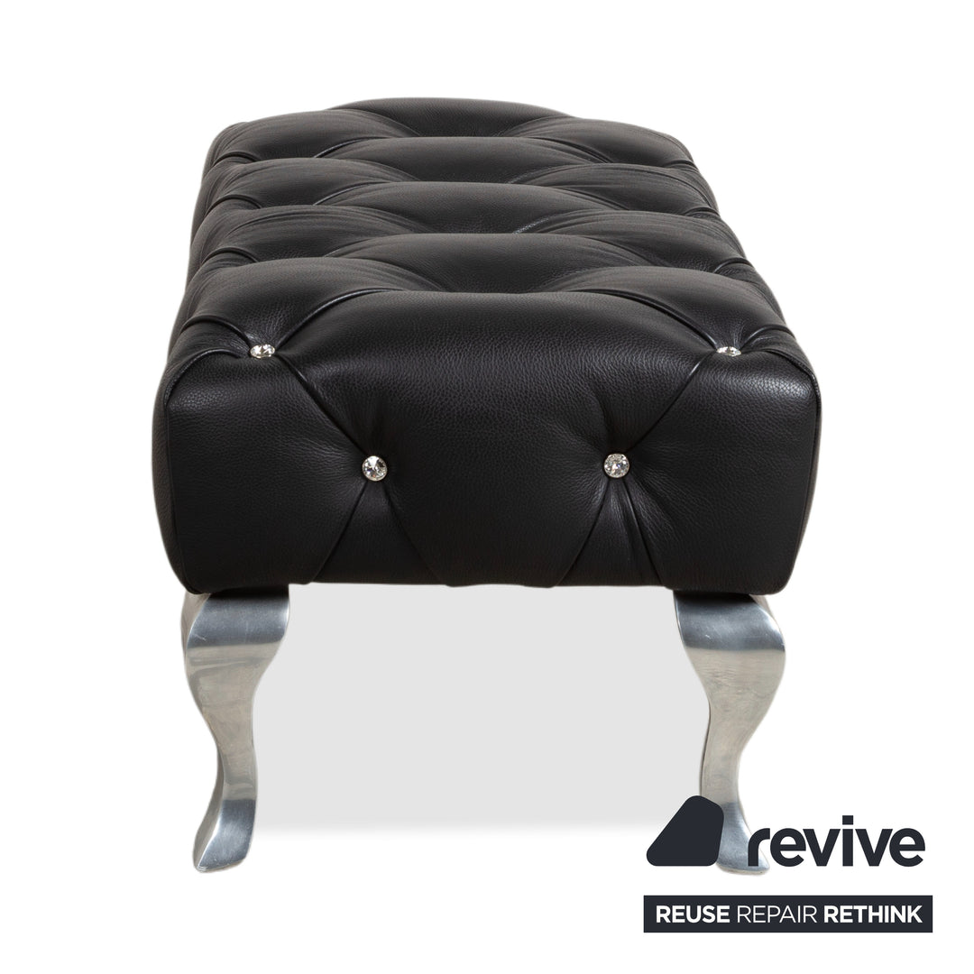 Tabouret en cuir noir Bretz Marilyn