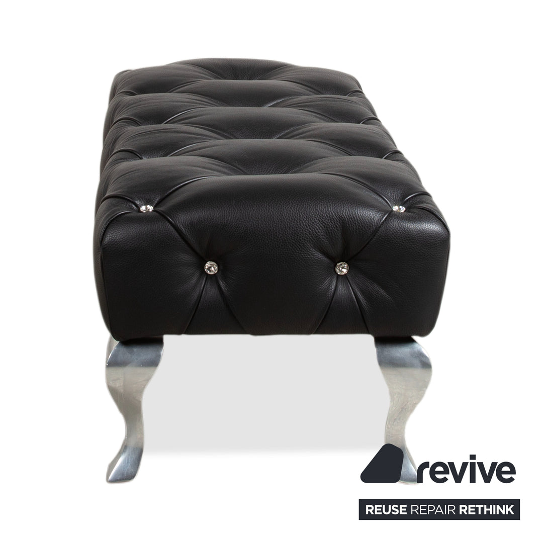Tabouret en cuir noir Bretz Marilyn