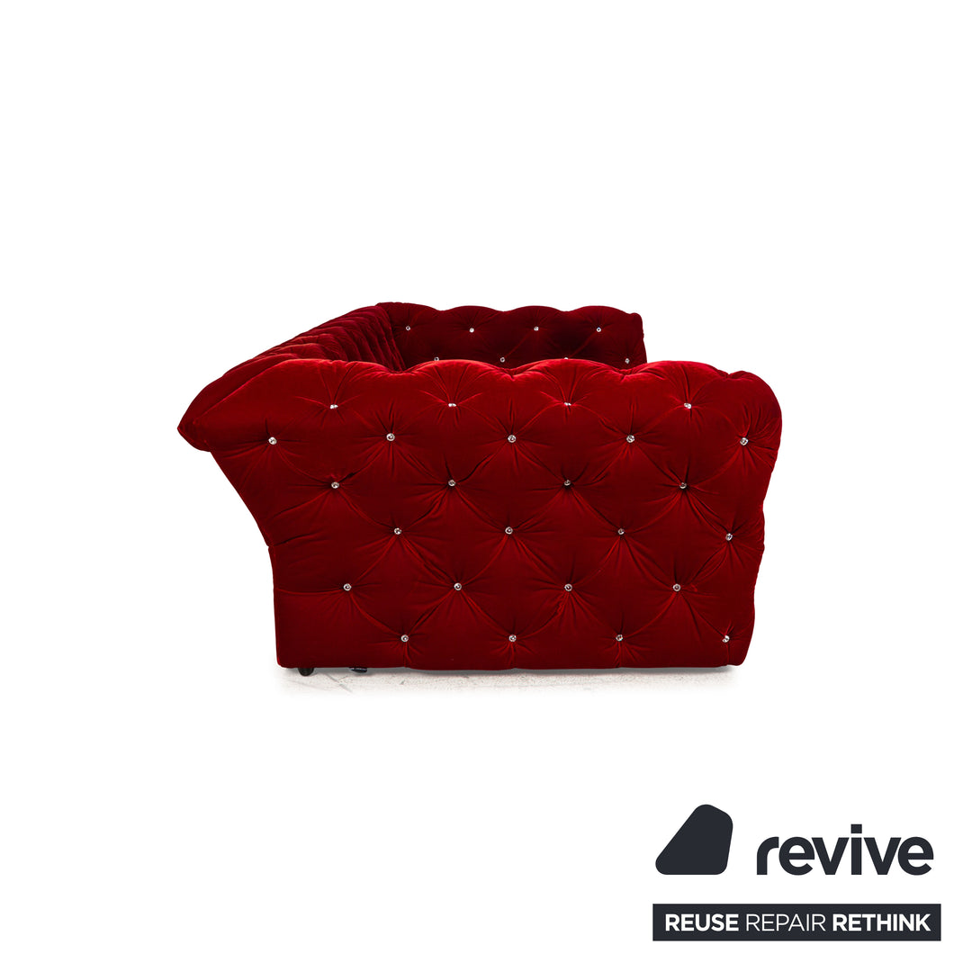 Bretz Marilyn Fabric Four Seater Red Sofa Couch