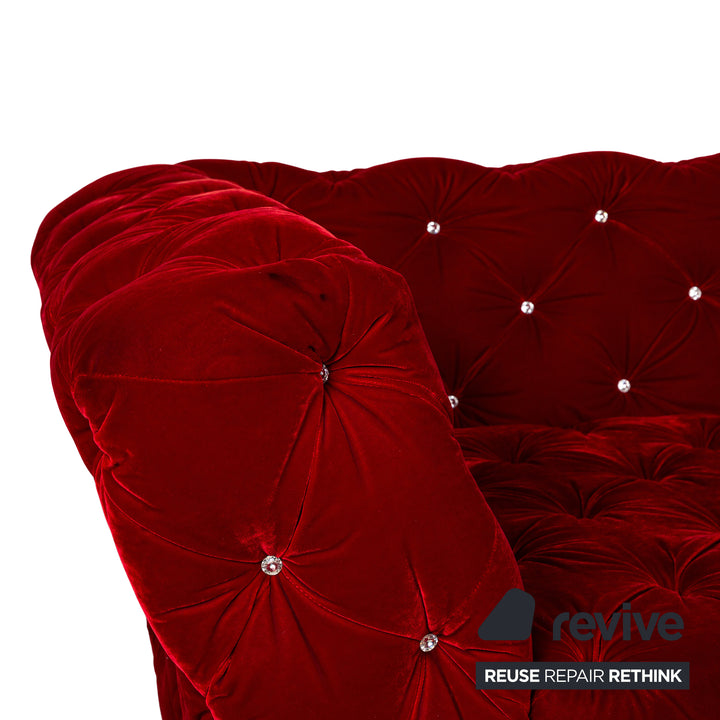 Bretz Marilyn Fabric Four Seater Red Sofa Couch