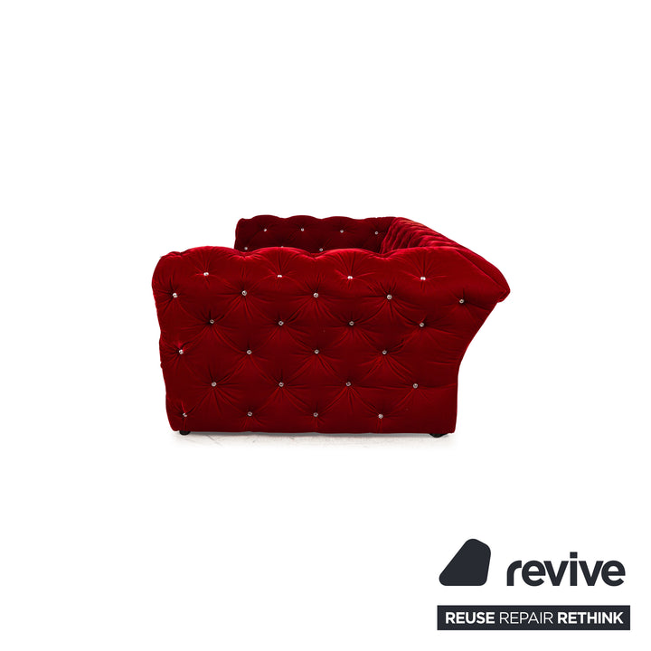 Bretz Marilyn Fabric Four Seater Red Sofa Couch