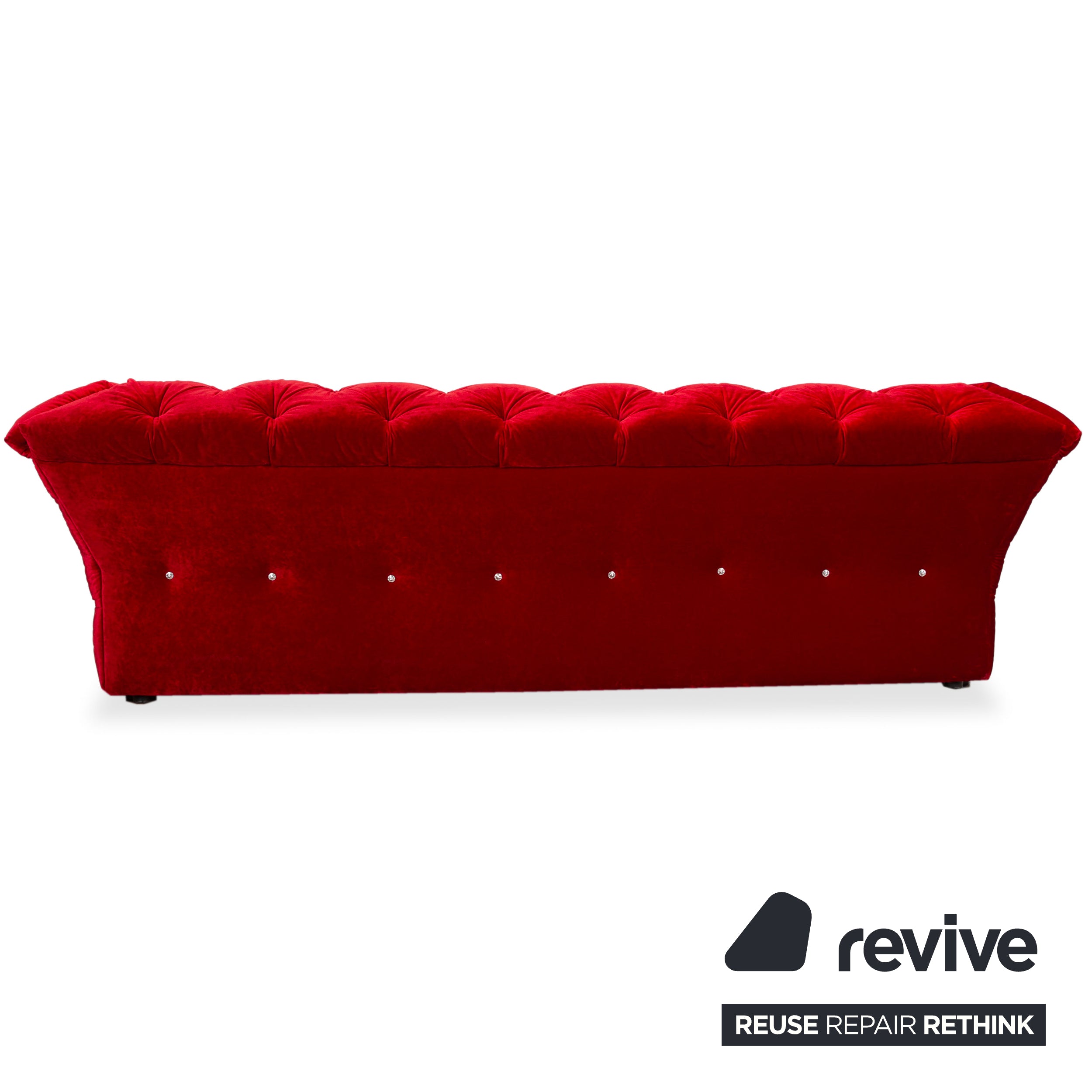 Bretz Marilyn Viersitzer Sofa Rot Samt Couch mit Swarovski Steinen
