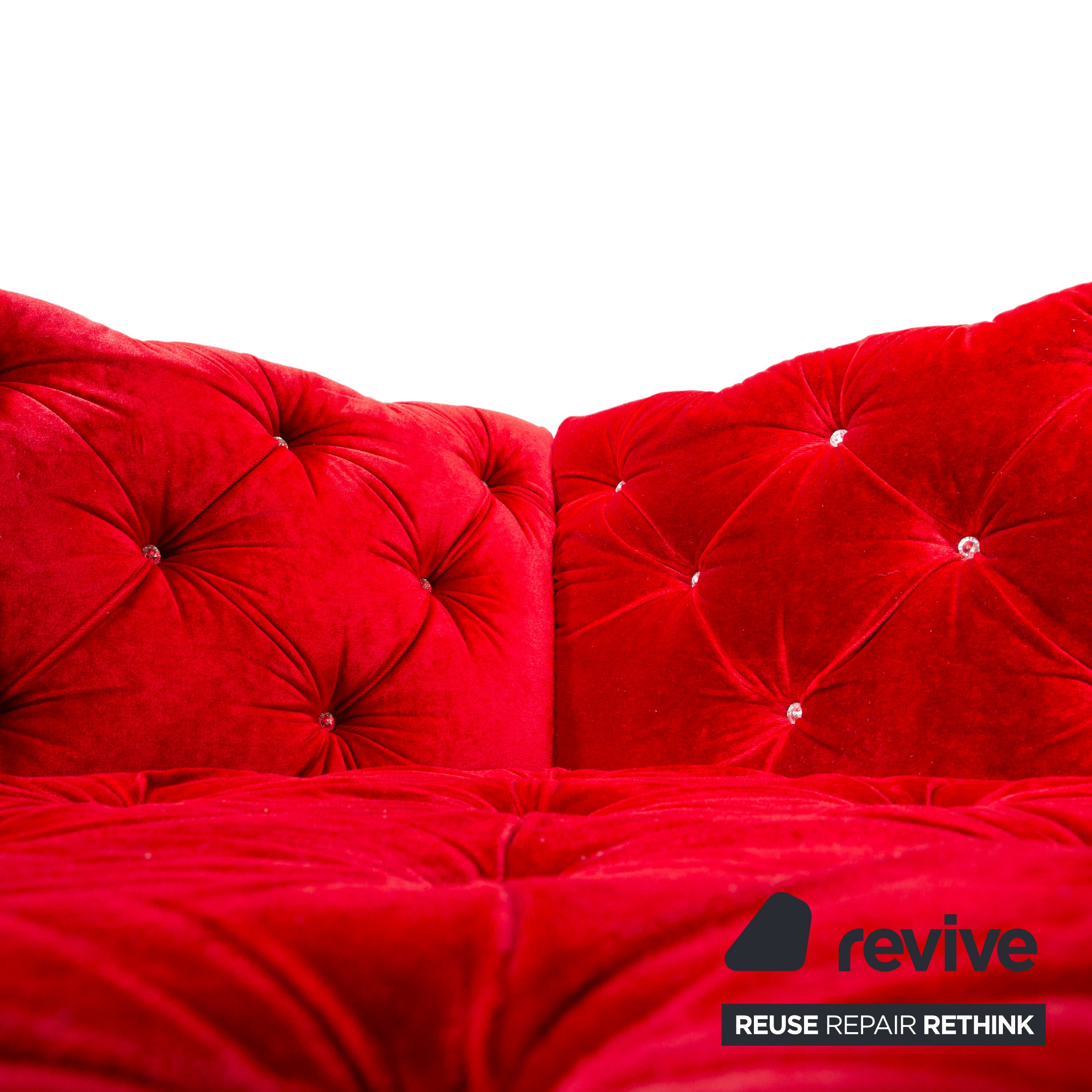 Bretz Marilyn Viersitzer Sofa Rot Samt Couch mit Swarovski Steinen