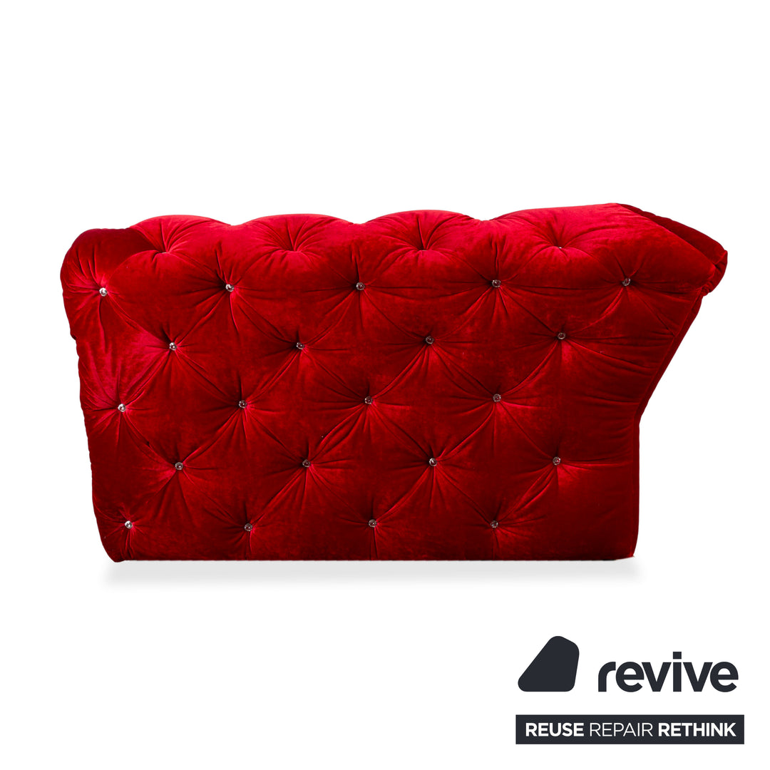 Sofá de cuatro plazas Bretz Marilyn de terciopelo rojo con cristales Swarovski