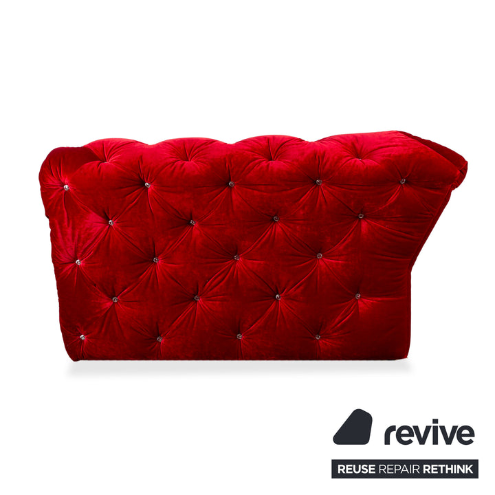 Sofá de cuatro plazas Bretz Marilyn de terciopelo rojo con cristales Swarovski