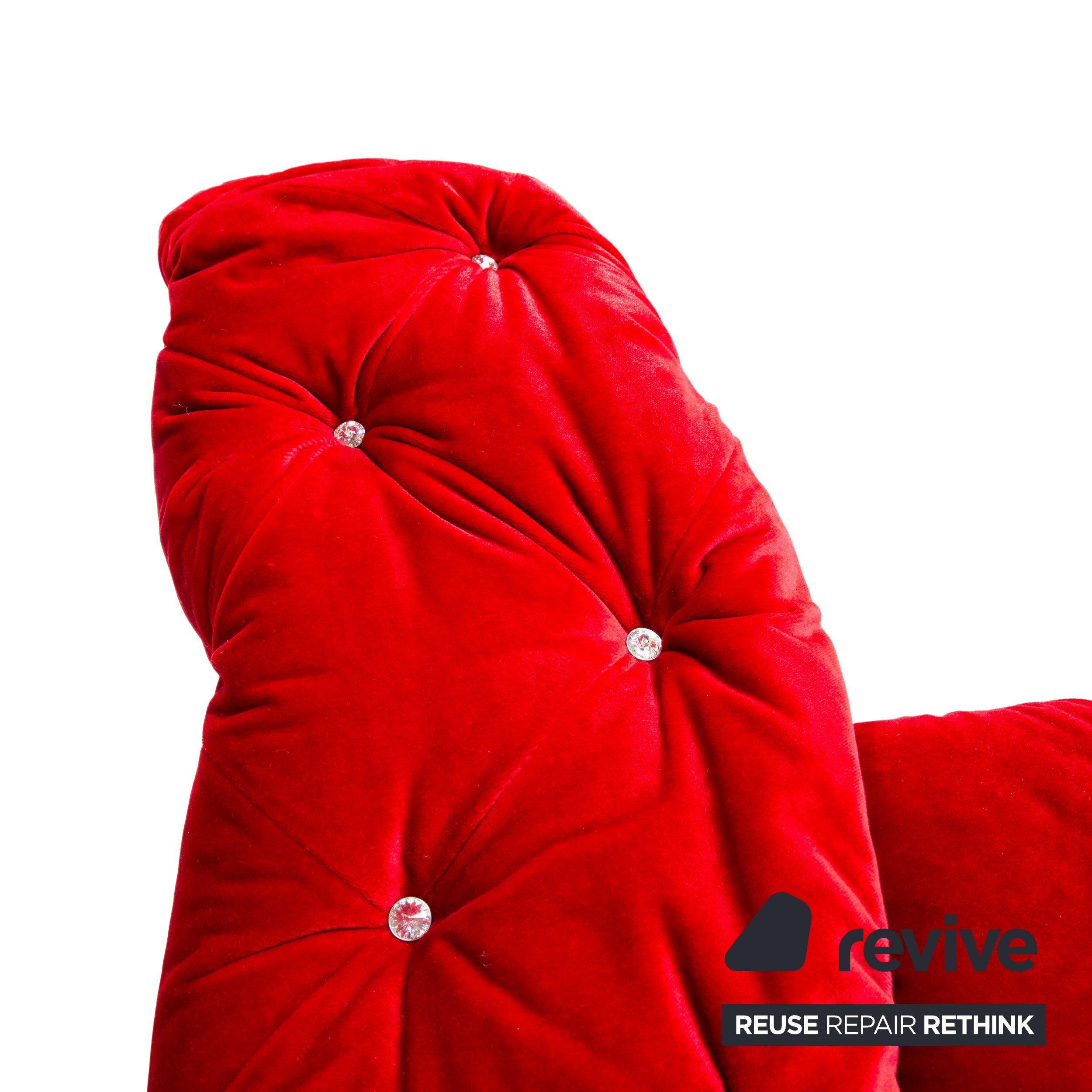 Bretz Marilyn Viersitzer Sofa Rot Samt Couch mit Swarovski Steinen