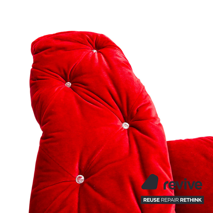 Sofá de cuatro plazas Bretz Marilyn de terciopelo rojo con cristales Swarovski