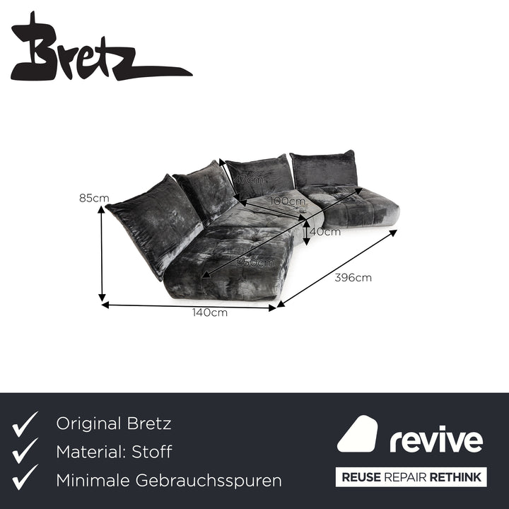 Bretz Matilda Fabric Corner Sofa Grey Silver Sofa Couch