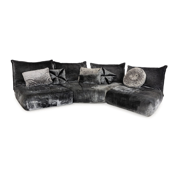 Bretz Matilda Fabric Corner Sofa Grey Silver Sofa Couch