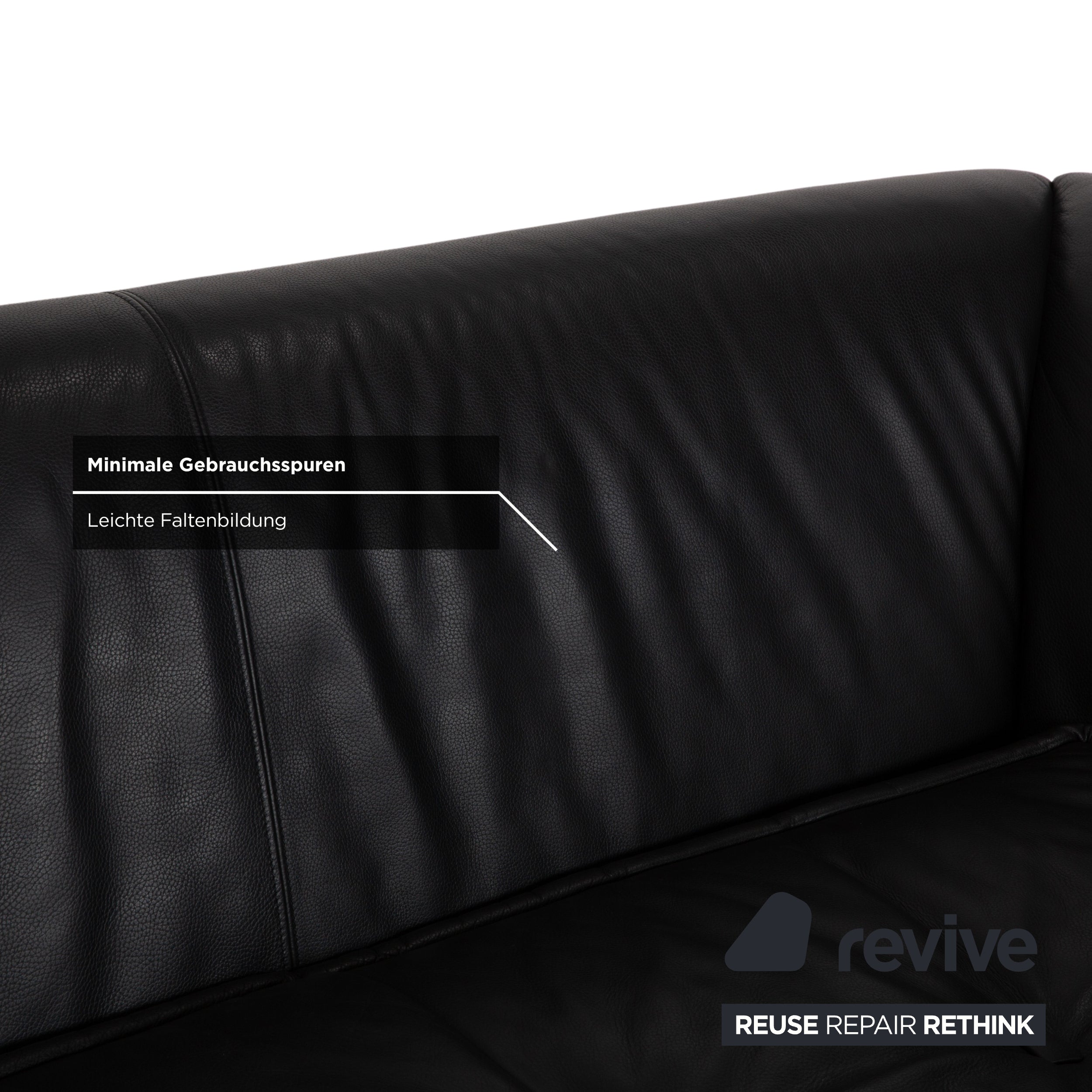 Bretz Monster Leder Dreisitzer Schwarz manuelle Funktion Sofa Couch Schlafsofa