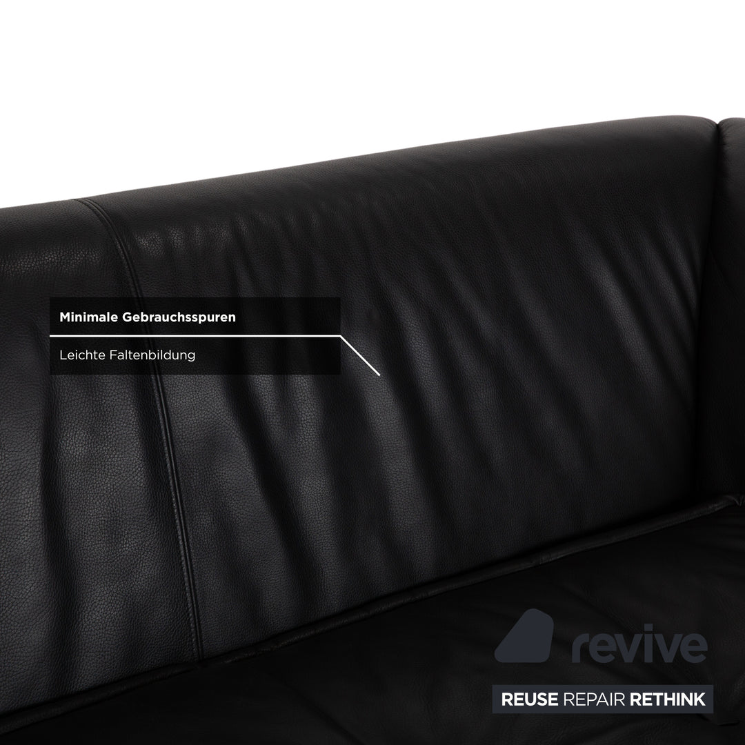 Bretz Monster Leder Dreisitzer Schwarz manuelle Funktion Sofa Couch Schlafsofa