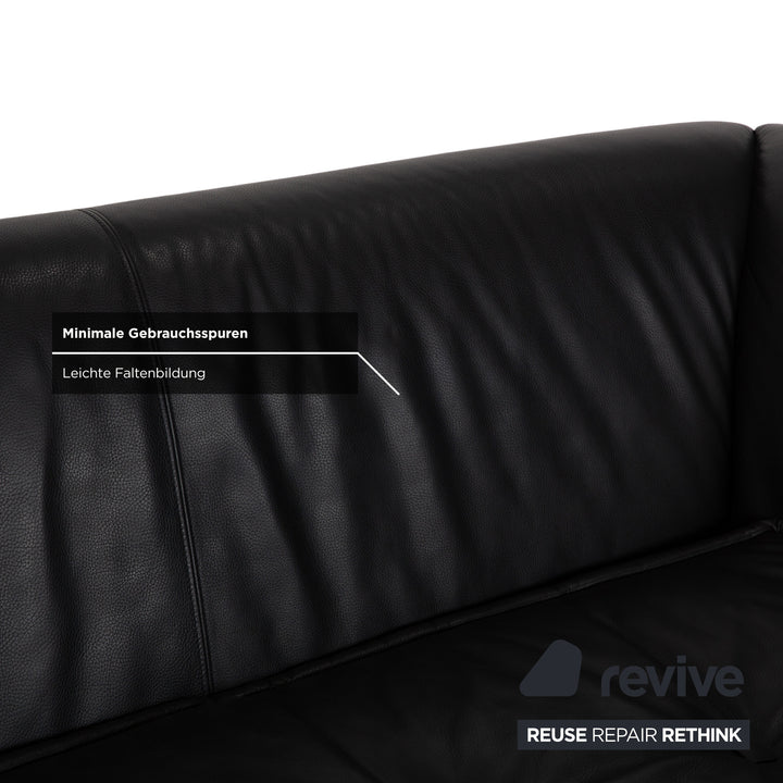 Bretz Monster Leder Dreisitzer Schwarz manuelle Funktion Sofa Couch Schlafsofa