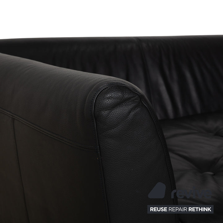 Bretz Monster Leder Dreisitzer Schwarz manuelle Funktion Sofa Couch Schlafsofa