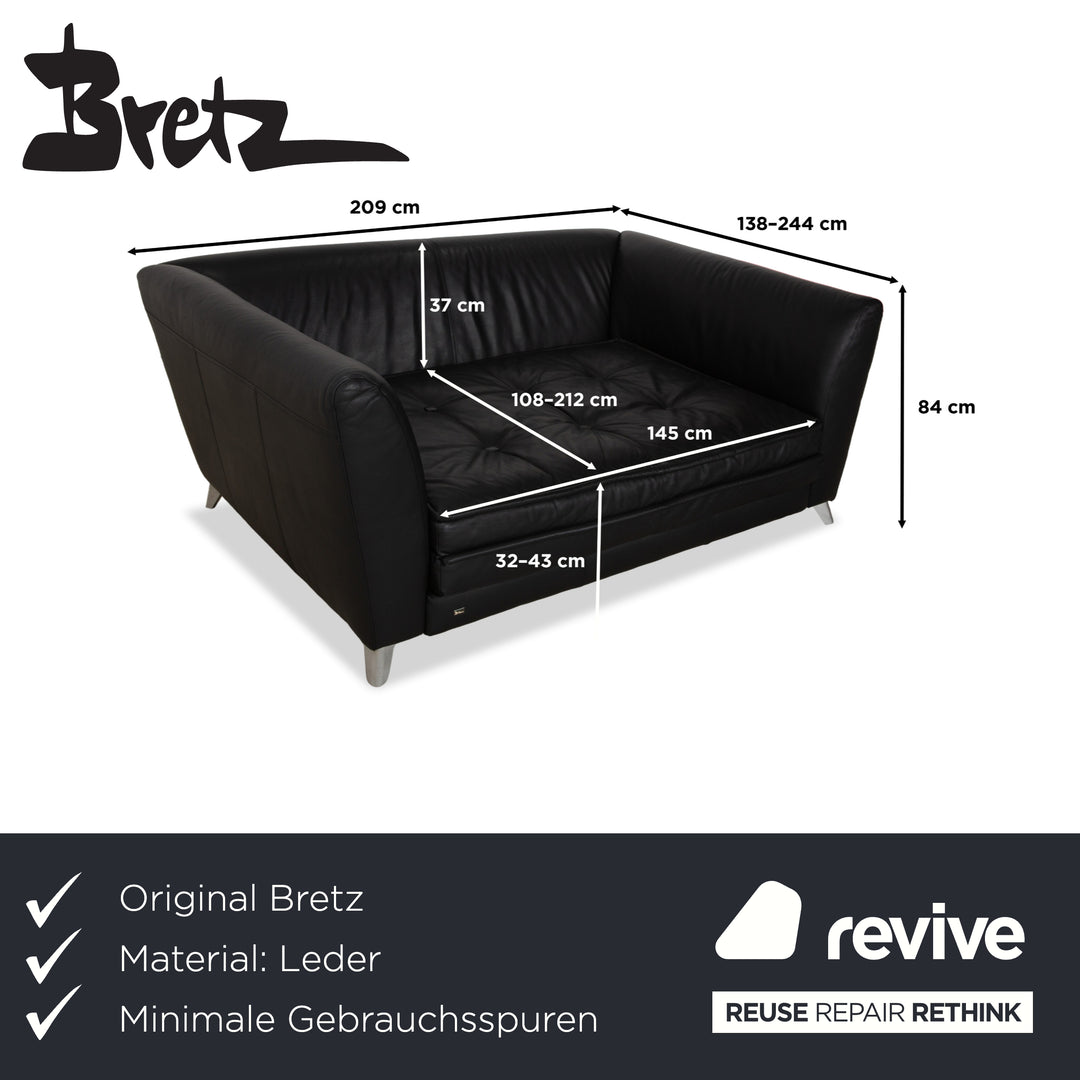 Bretz Monster Leder Dreisitzer Schwarz manuelle Funktion Sofa Couch Schlafsofa