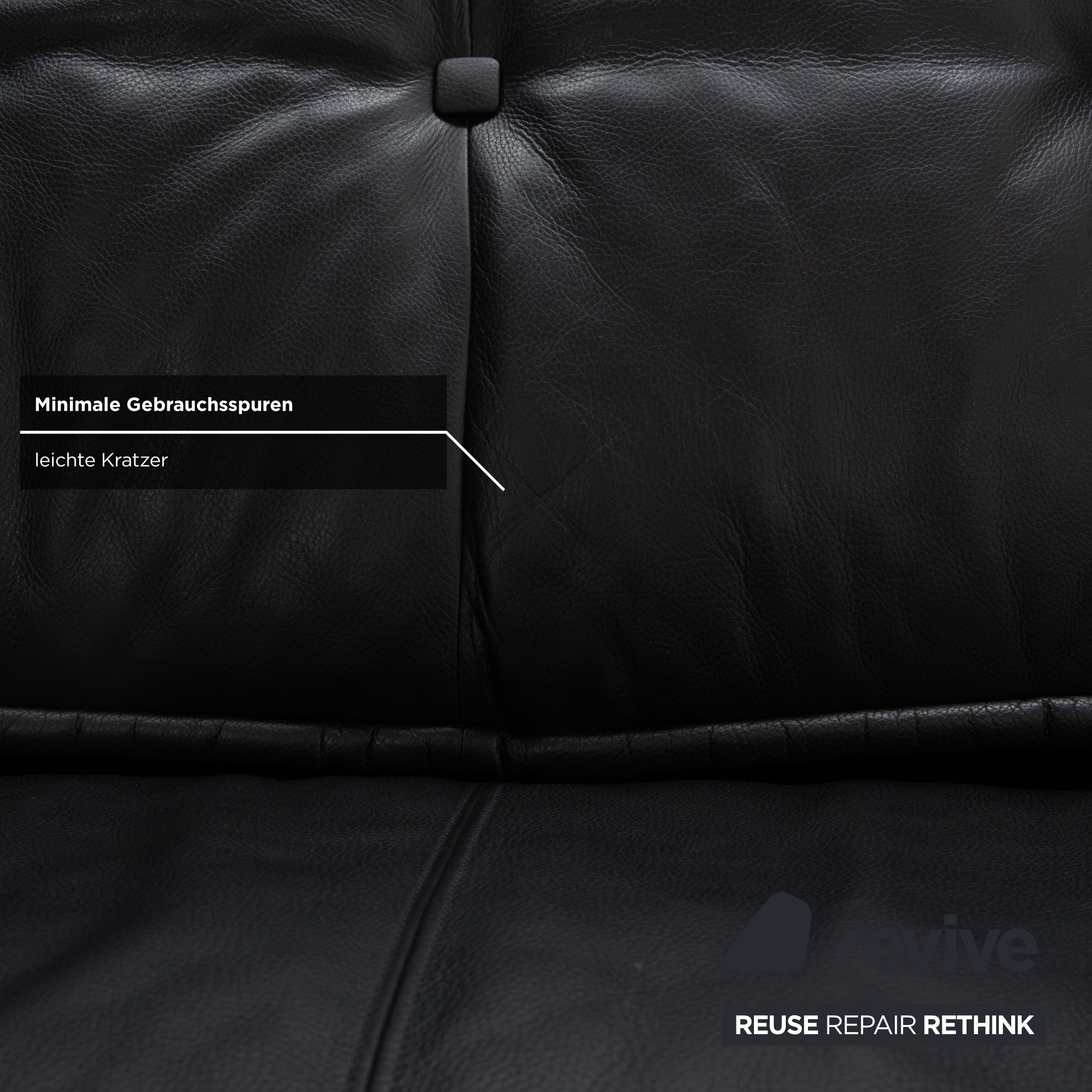 Bretz Monster Leder Dreisitzer Schwarz manuelle Funktion Sofa Couch Schlafsofa