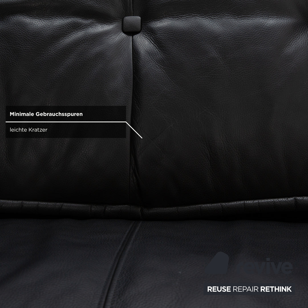 Bretz Monster Leder Dreisitzer Schwarz manuelle Funktion Sofa Couch Schlafsofa